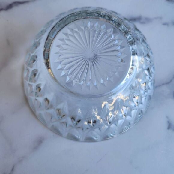 Clear glass etched serving bowl dinnerware servingware dinner party victorian - Picture 2 of 4